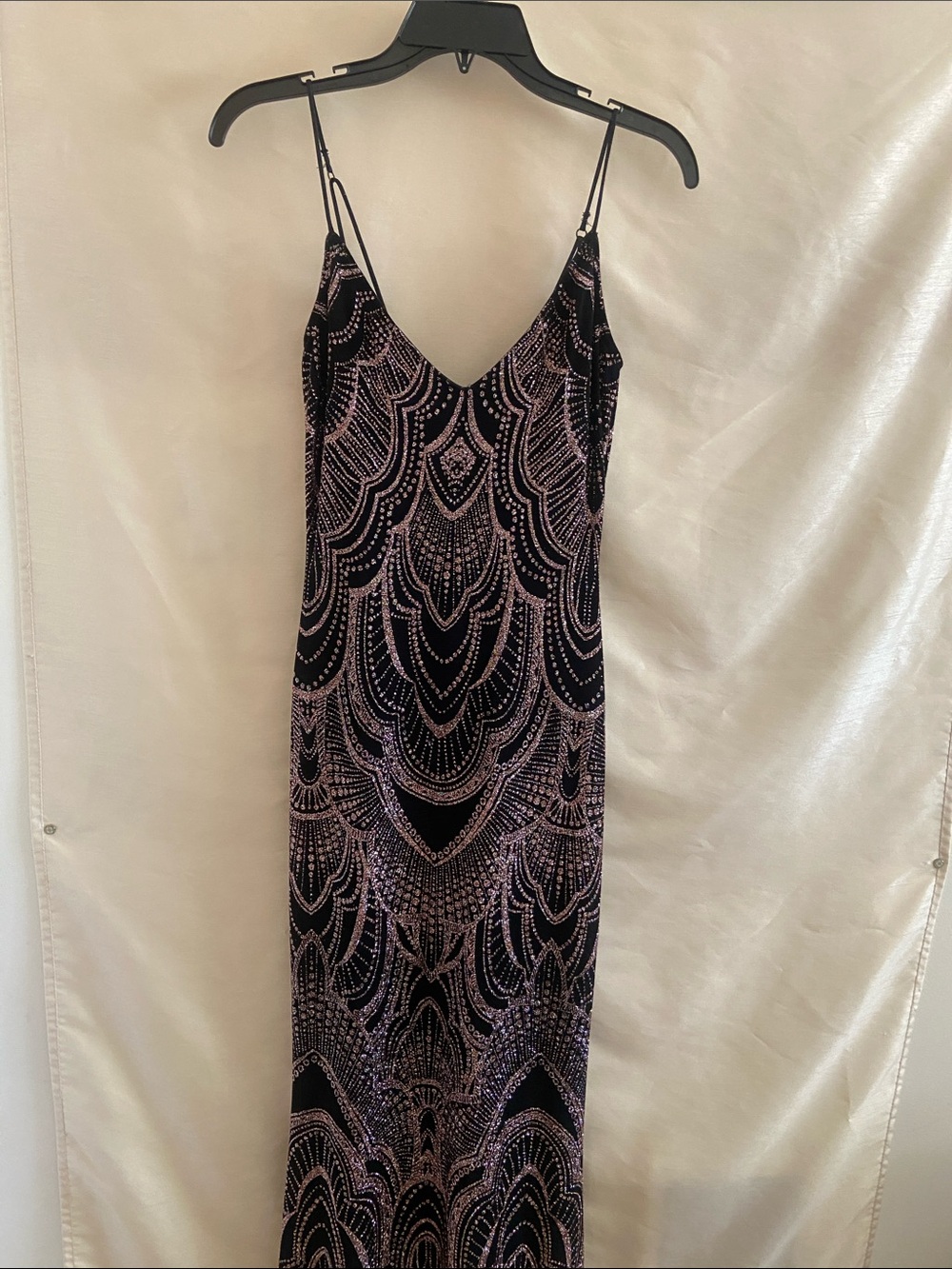 Jump Apparel Black and Pink Glitter Slip Dress